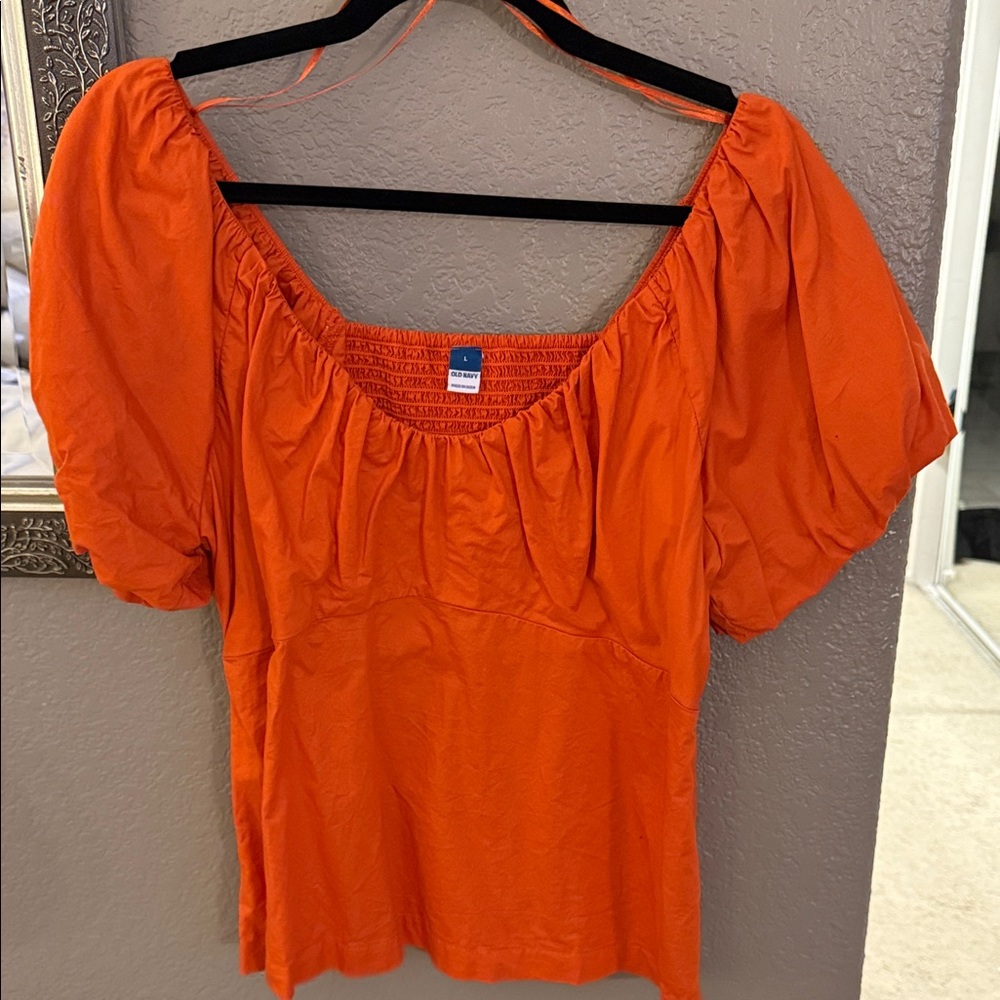 Old Navy Orange Puff Sleeve Blouse